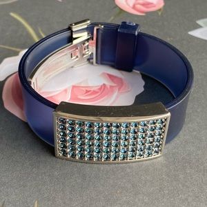 Vintage Swarovski Blue Pavé Cuff Bracelet